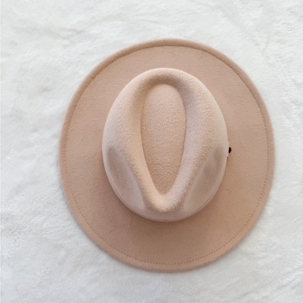 Girls Beige Felt Rancher Hat Wide Brim Neutral Boho Western Mini Fashion - Picture 4 of 8